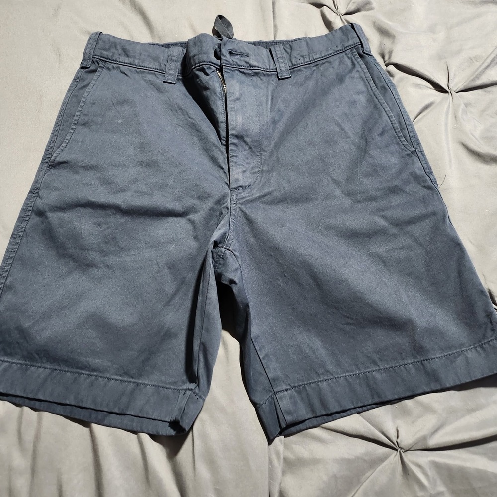 Uniqlo Chino Shorts Mens Small Navy Blue Cotton Twill Flat Front 321-482944